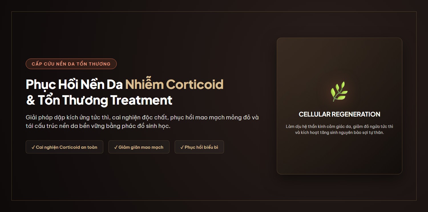 Phục hồi nền da nhiễm Corticoid, kem trộn và tổn thương do treatment: Lộ trình an toàn, kiên trì